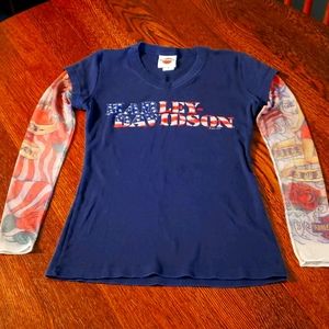 Harley Davidson tattoo sleeved shirt
